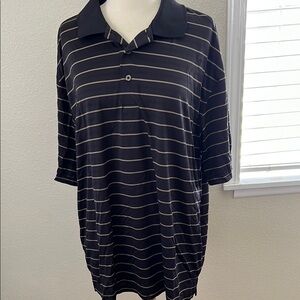 Black and White Striped Polo Shirt by Grand Slam XL